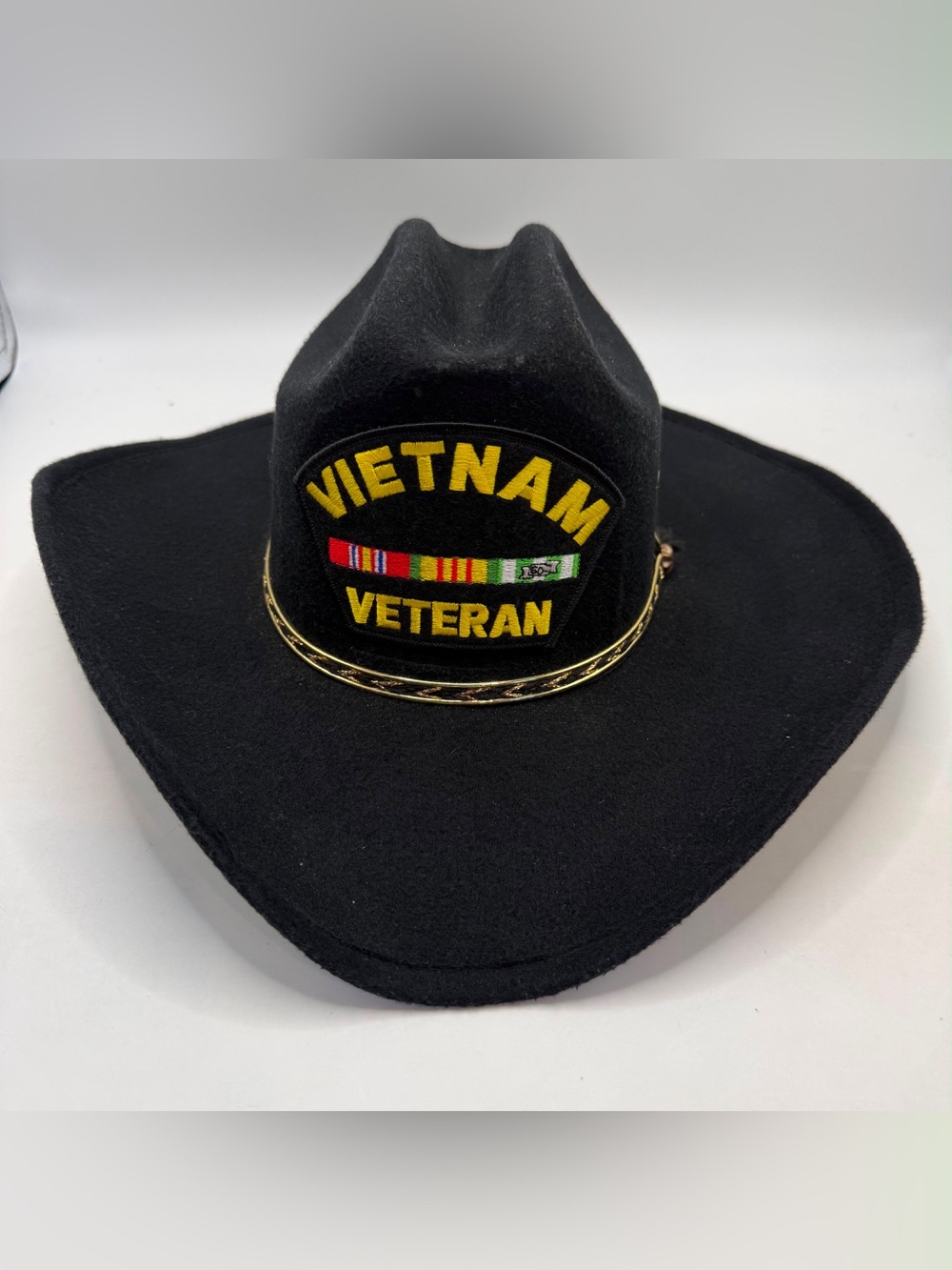 Eagle Crest Vietnam Veteran Cowboy Hat Black Western Military S/M